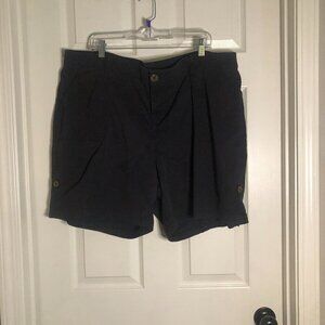 Lane Bryant black 7" roll-leg to 5" elastic waist shorts with front/back pockets